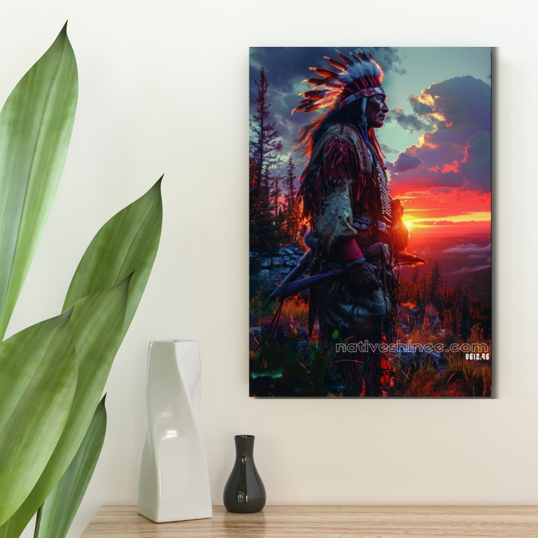 Native Body Sunset Design Guardian of the Sunset Native American Canvas – NativeShinee