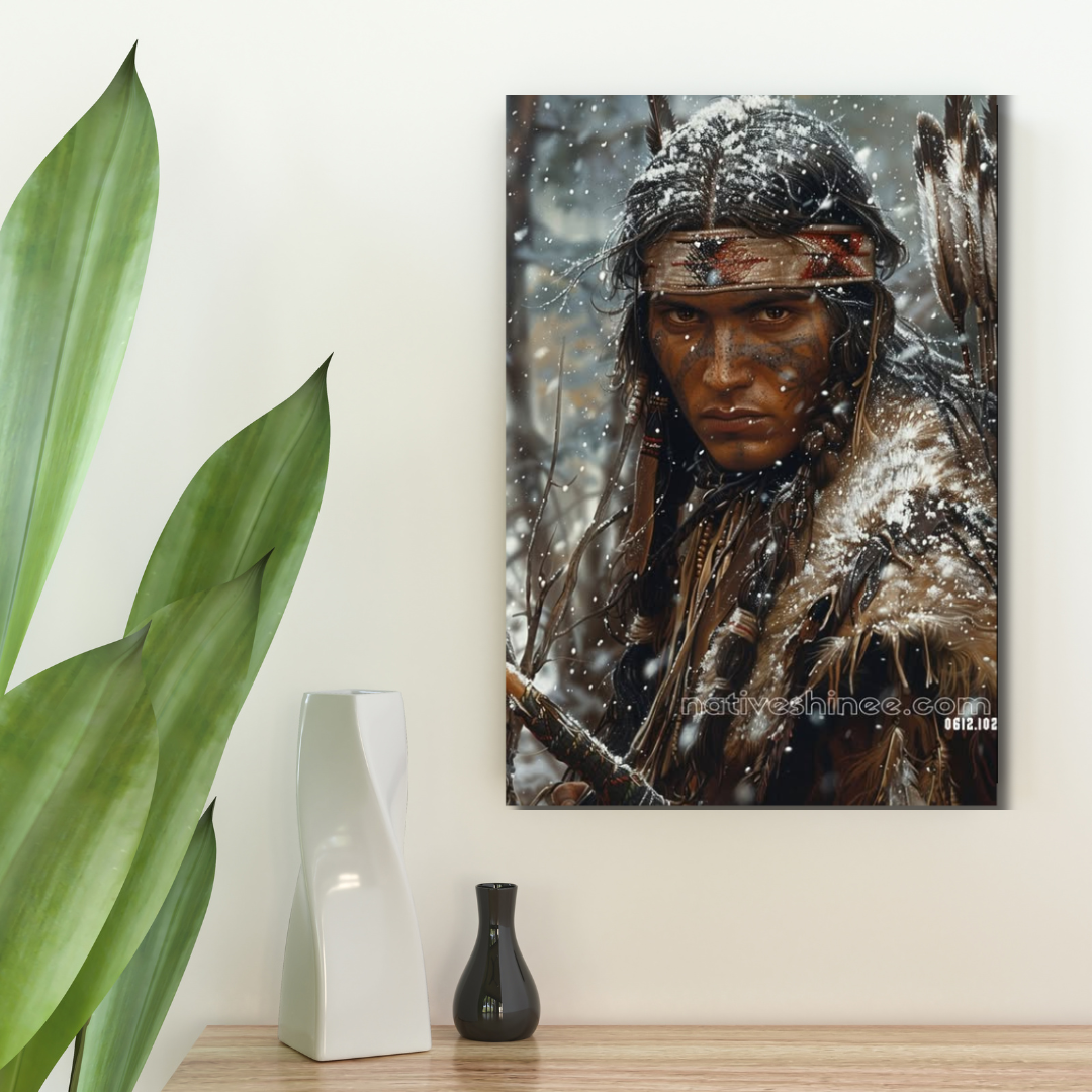 Snow Warrior's Gaze Native American Canvas