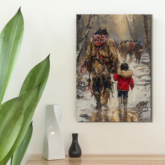 Generations in the Snow Native American Canvas