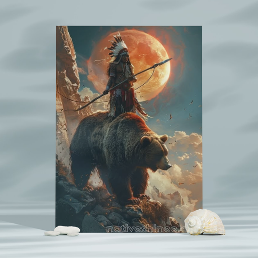 Guardian of the Crimson Moon Native American Canvas