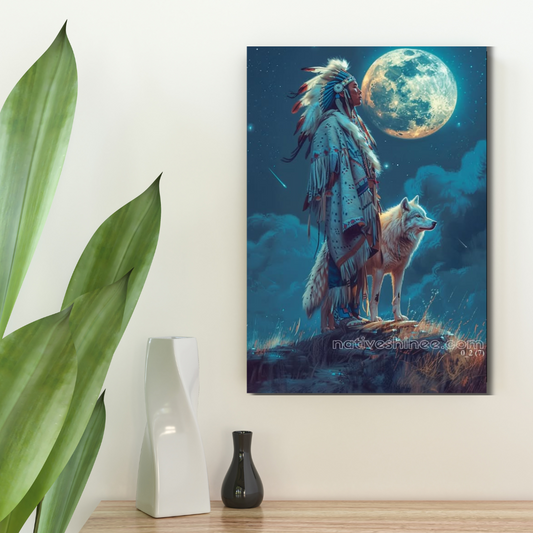 Moonlit Guardians: A Native American Canvas