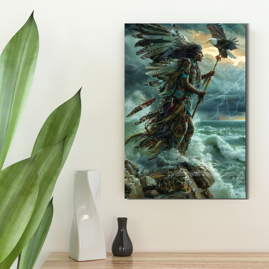 Stormcaller’s Vigil: A Native American Canvas