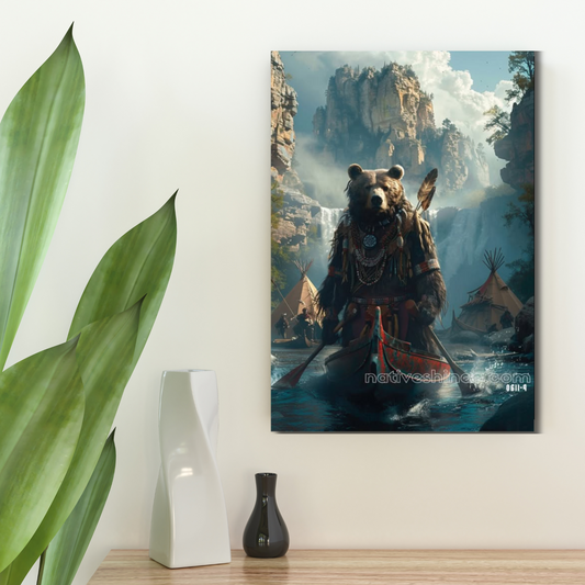 The Guardian of the Falls: A Native American Canvas