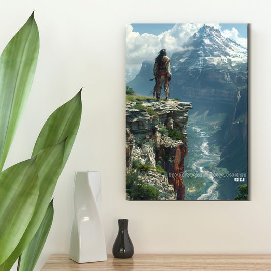 Guardian of the Peaks: A Native American Canvas