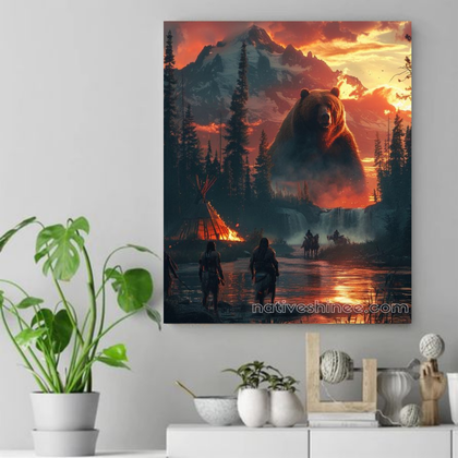 Guardian of the Sacred Land Bear Native American Canvas VA