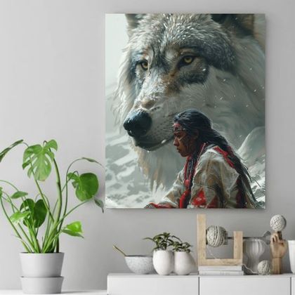 Guardian of the Spirit Wolf Native American Canvas