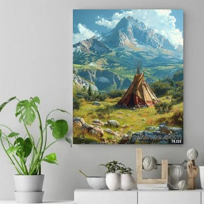 Sanctuary in the Valley - Teepee Native American Canvas