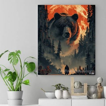 Guardian of the Canyon - Bear Spirit Under the Blood Moon  Native American Canvas