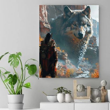 Spirit of the Wolf - Guiding Presence in the Canyon Native American Canvas