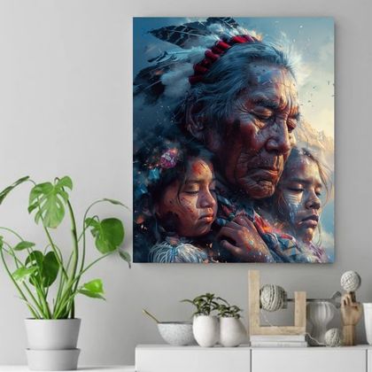 Elders’ Embrace - Native Wisdom and Generations Native American Canvas