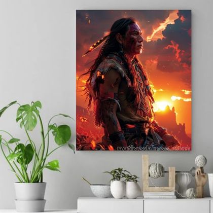 Warrior’s Reflection Native American Canvas