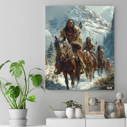 Guardians of the Winter Trail Native American Canvas