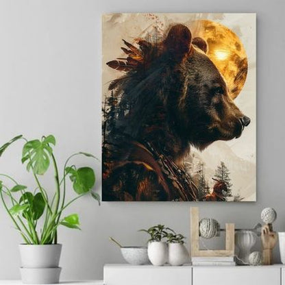 Guardian of the Golden Moon Native American Canvas