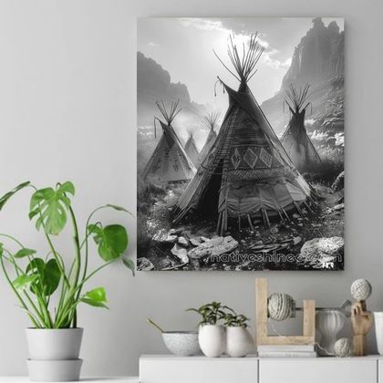 Teepees at Dawn Native American Canvas