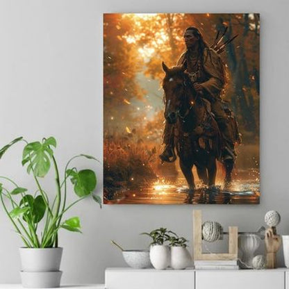 Journey Through Autumn's Glow Native American Canvas