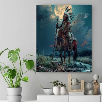 Moonlit Rider Native American Canvas