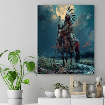 Moonlit Rider Native American Canvas