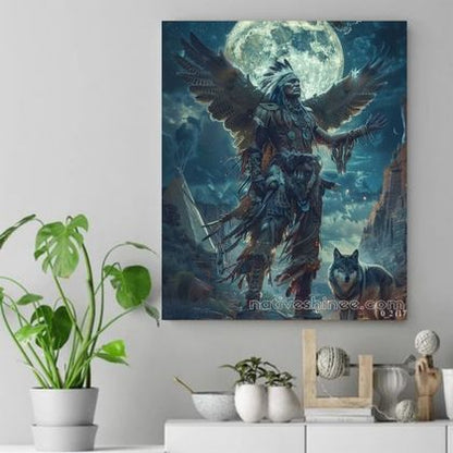 Guardian of the Moonlit Realm Native American Canvas