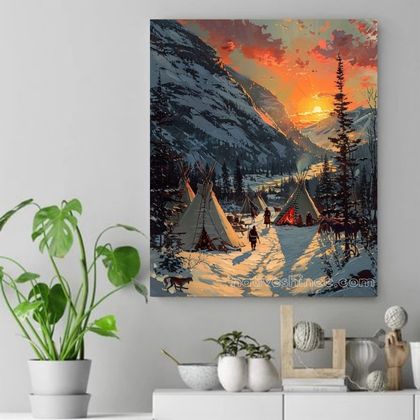 Winter Glow in the Valley Native American Canvas