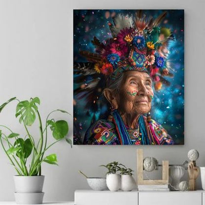 Keeper of Vibrant Wisdom Native American Canvas