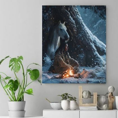 Guardian of the Winter Flame Native American Canvas