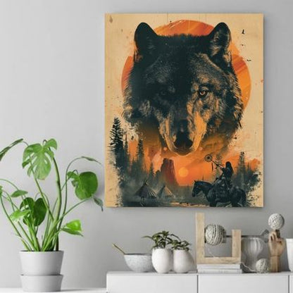 Spirit of the Majestic Wolf Native American Canvas