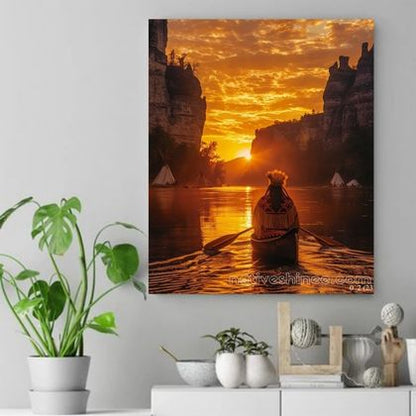 Golden Passage Through Time Native American Canvas