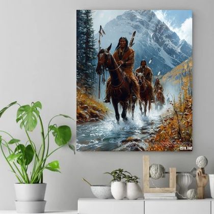 Through the Mountain Pass  Native American Canvas