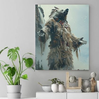 Spirit of the Grizzly Native American Canvas