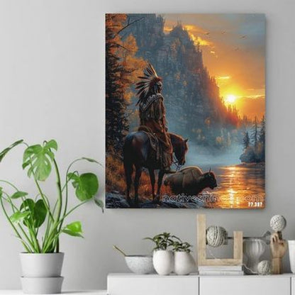 Guardian of the Golden Horizon Native American Canvas