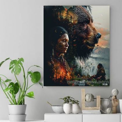 Spirits of Strength and Survival Native American Canvas