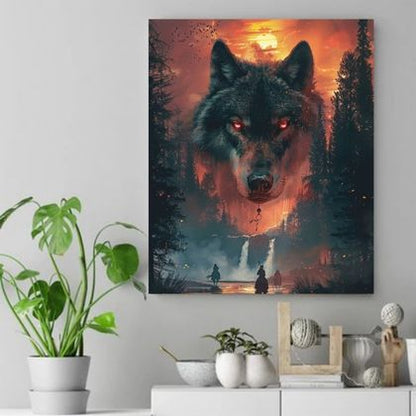 The Spirit of the Night Wolf Native American Canvas