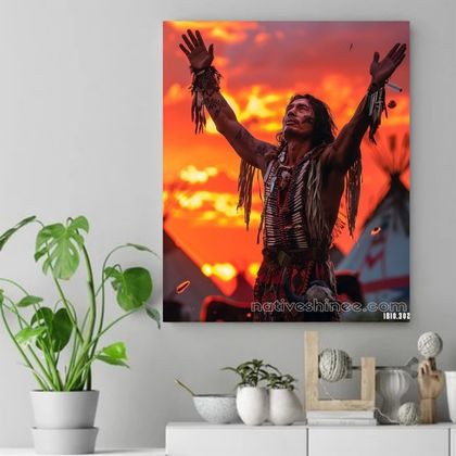 Sunset Prayer of Gratitude Native American Canvas