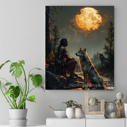 Under the Guardians of the Moon Native American Canvas