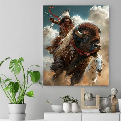 Thunderous Spirit of the Plains Native American Canvas