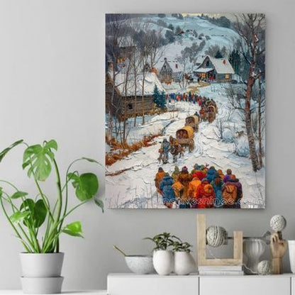 Journey Through the Snowy Valley Native American Canvas