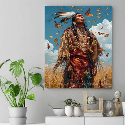 Monarch's Embrace: A Spirit in Flight Native American Canvas