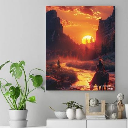 Sunset Journey in the Canyon Native American Canvas VA