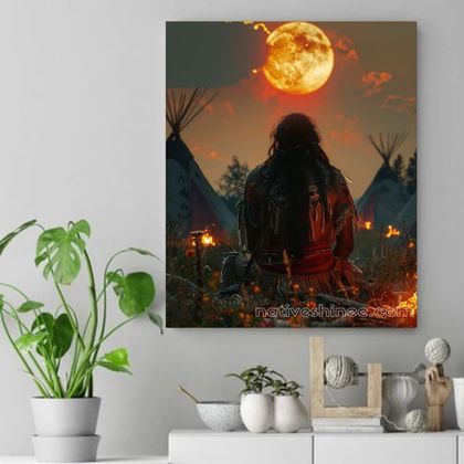 Moonlit Reflection Native American Canvas VA