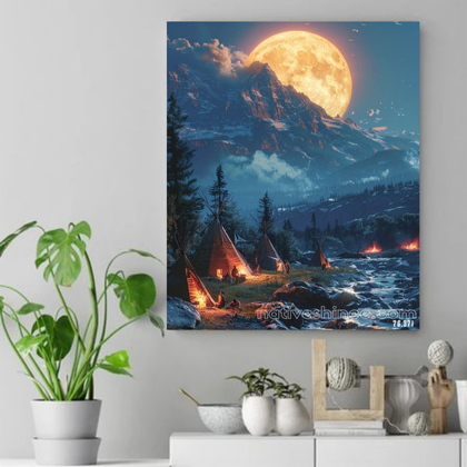 Beneath the Moon’s Watch Native American Canvas VA