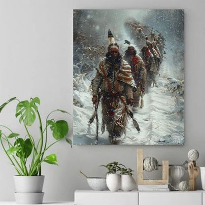 Enduring the Winter March Native American Canvas VA