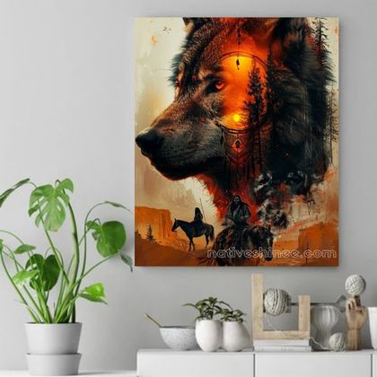 Wolf’s Spirit Horizon Native American Canvas VA