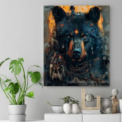 Spirit of the Black Bear Native American Canvas VA