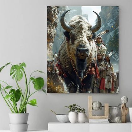 The Sacred Path of the White Bison Native American Canvas VA