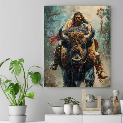 Ride of the Great Bison Native American Canvas VA