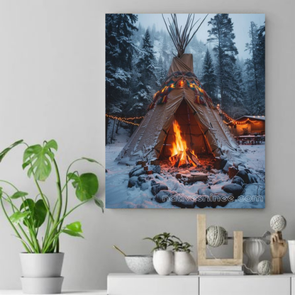 Warmth Amidst the Snow Native American Canvas VA