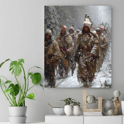 March of the Warriors Native American Canvas VA