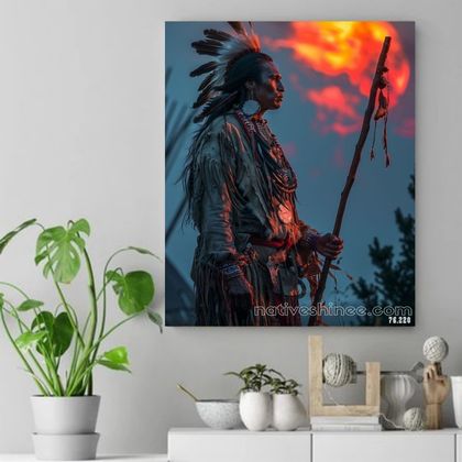 Guardian of the Blood Moon Native American Canvas VA