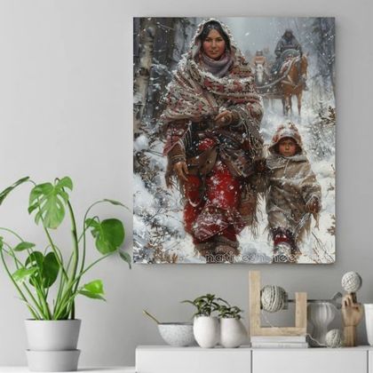 Journey Through the Snow Native American Canvas VA