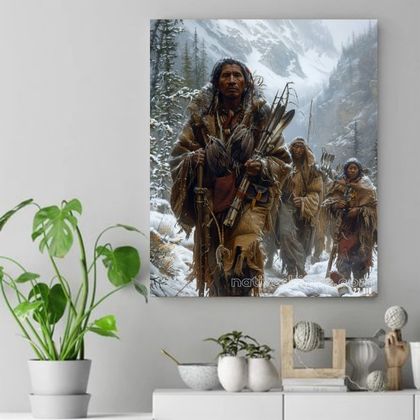 Guardians of the Mountain Winter Native American Canvas VA